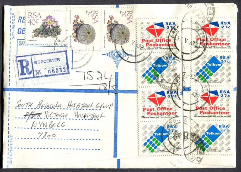 RSA - Cover Registered At Worcester Post Office