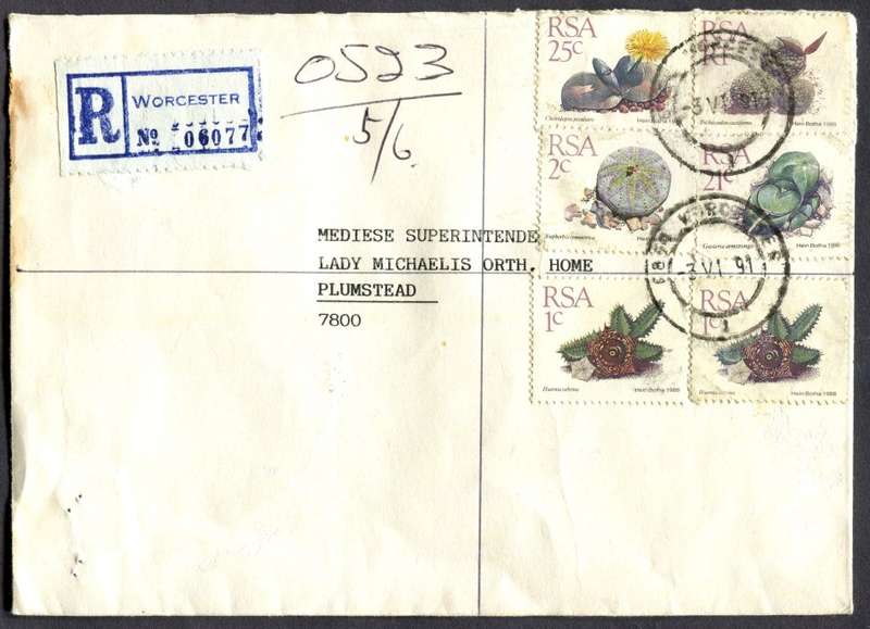 RSA - Cover Registered At Worcester Post Office