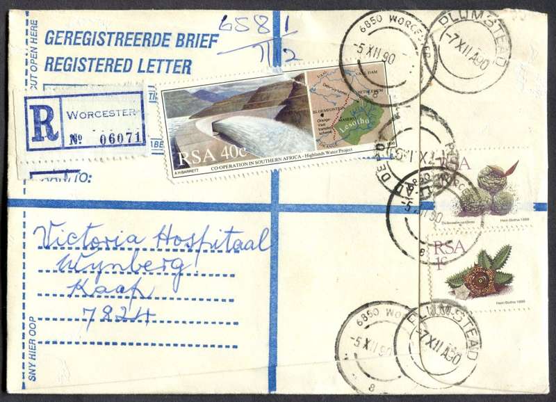 RSA - Cover Registered At Worcester Post Office