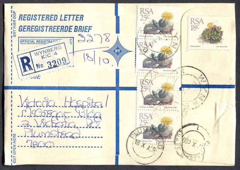RSA - Cover Registered At Wynberg K/C Post Office