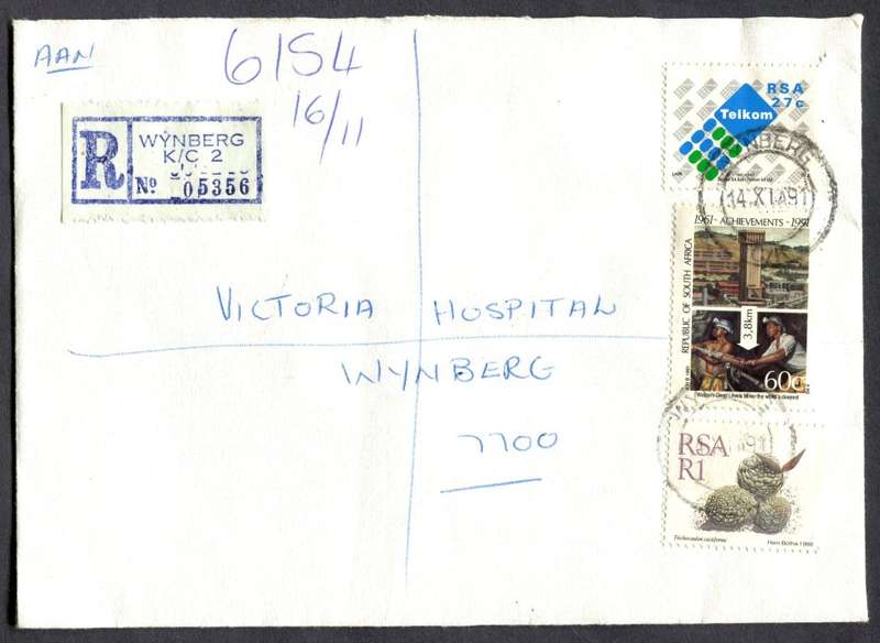 RSA - Cover Registered At Wynberg K/C Post Office