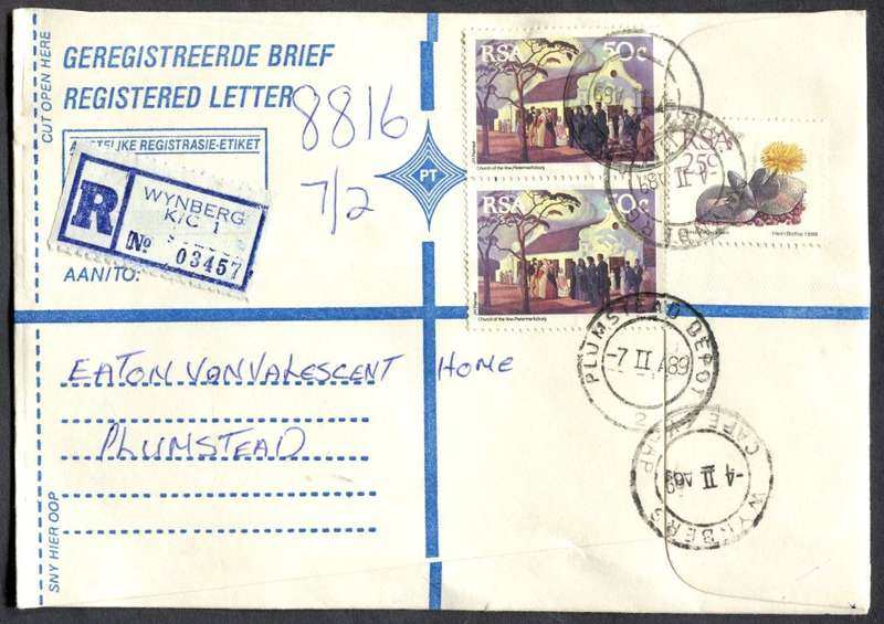 RSA - Cover Registered At Wynberg K/C Post Office