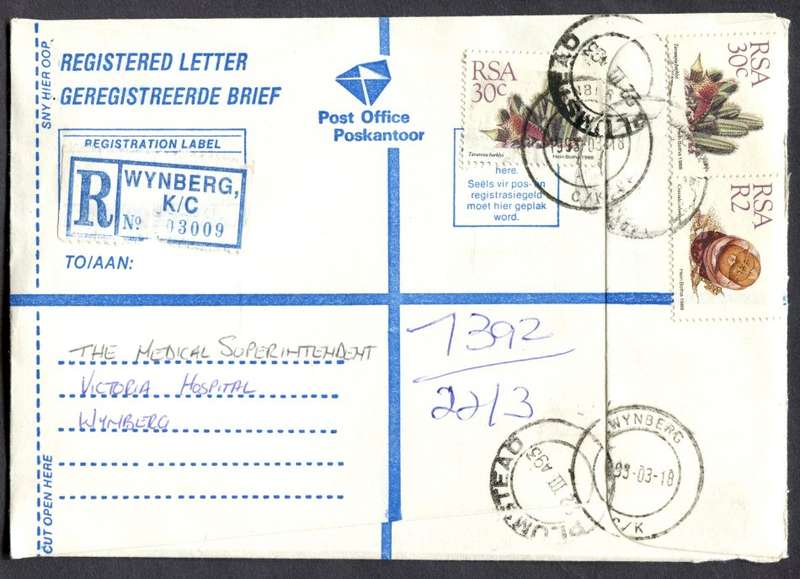 RSA - Cover Registered At Wynberg K/C Post Office
