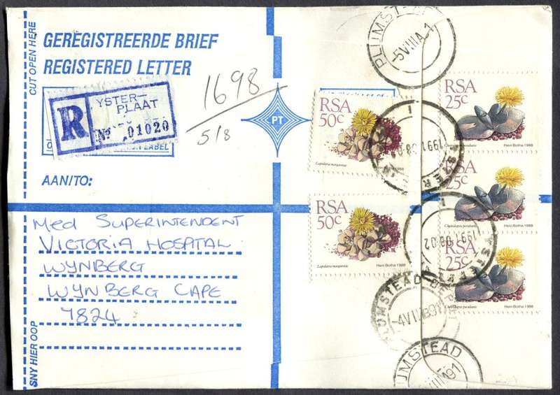 RSA - Cover Registered At Ysterplaat Post Office