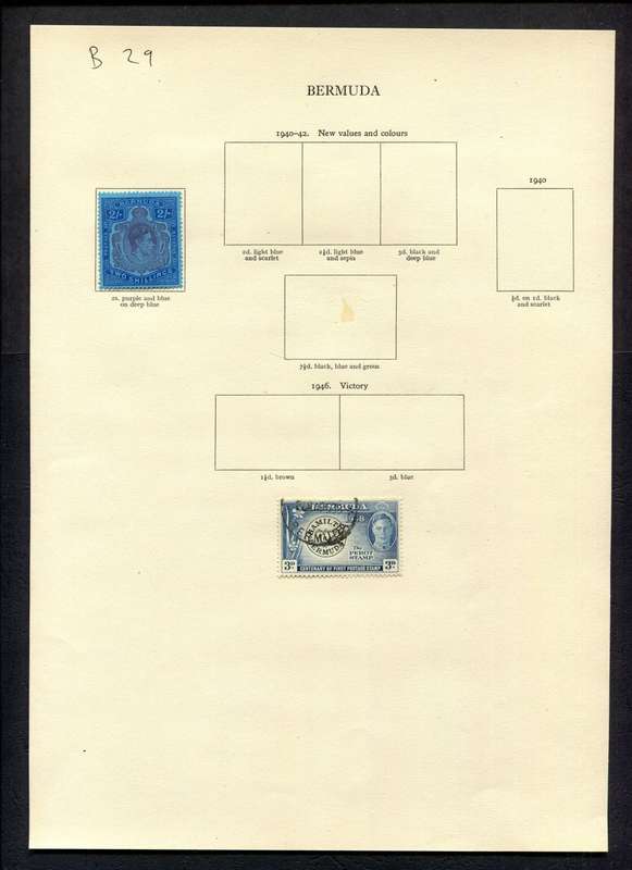 Bermuda - 2 Stamps Mounted (Hinged) on Old Album Page