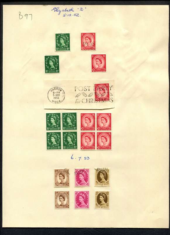 Great Britain - 20 Stamps Mounted (Hinged) on Both Sides Of An Old Album Page - Cover Glued To Page