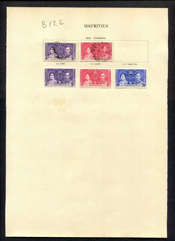 Mauritius - 5 Stamps Mounted (Hinged) on Old Album Page