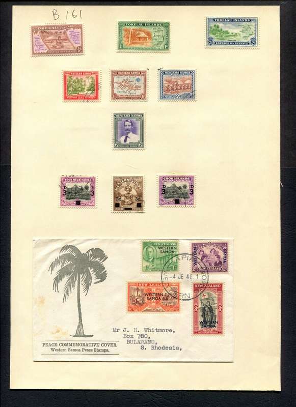 10 Stamps Mounted (Hinged) on Old Album Page  - Cover Glued To Page
