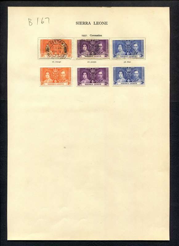Sierra Leone - 6 Stamps Mounted (Hinged) on Old Album Page