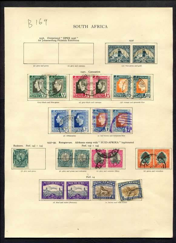 Union of SA - 23 Stamps Mounted (Hinged) on Old Album Page