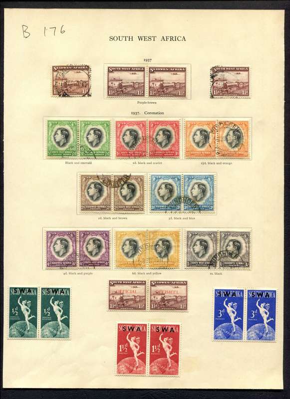 SWA - 28 Stamps Mounted (Hinged) on Old Album Page