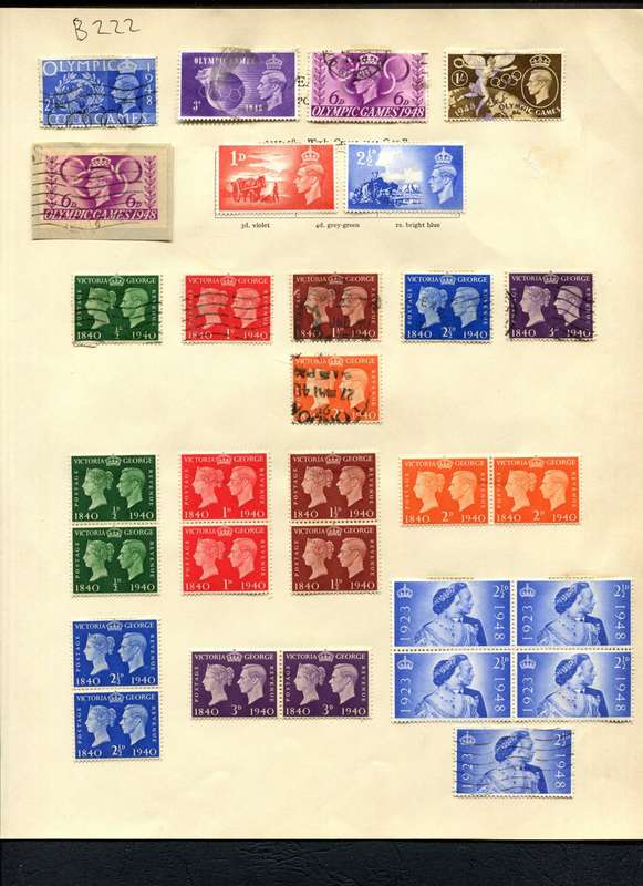 Great Britain - 30 Stamps Mounted (Hinged) on Old Album Page