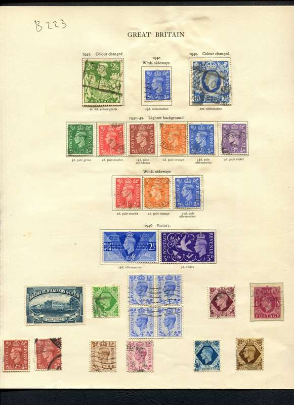 Great Britain - 26 Stamps Mounted (Hinged) on Old Album Page