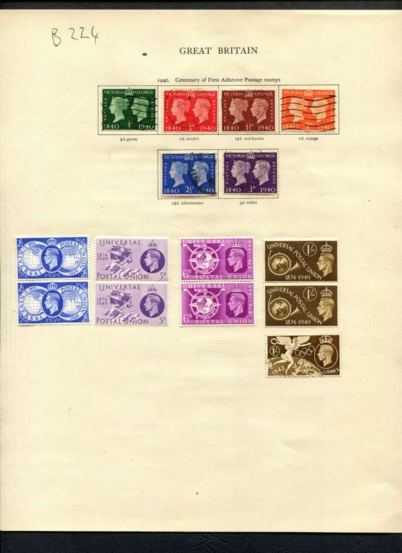 Great Britain - 15 Stamps Mounted (Hinged) on Old Album Page
