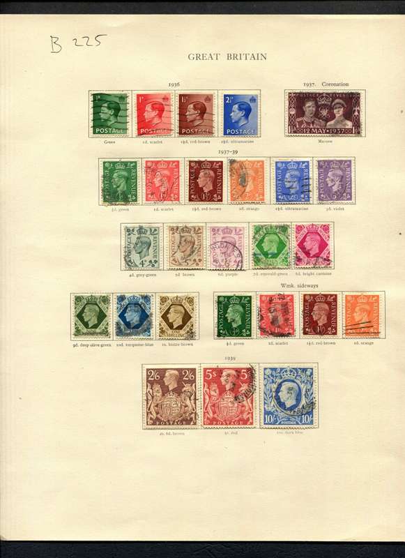 Great Britain - 26 Stamps Mounted (Hinged) on Old Album Page