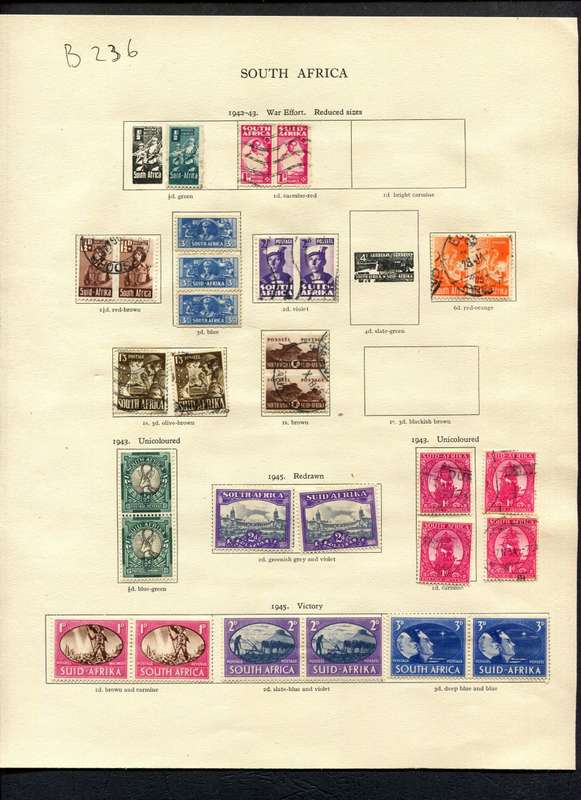 Union of SA - 30 Stamps Mounted (Hinged) on Old Album Page