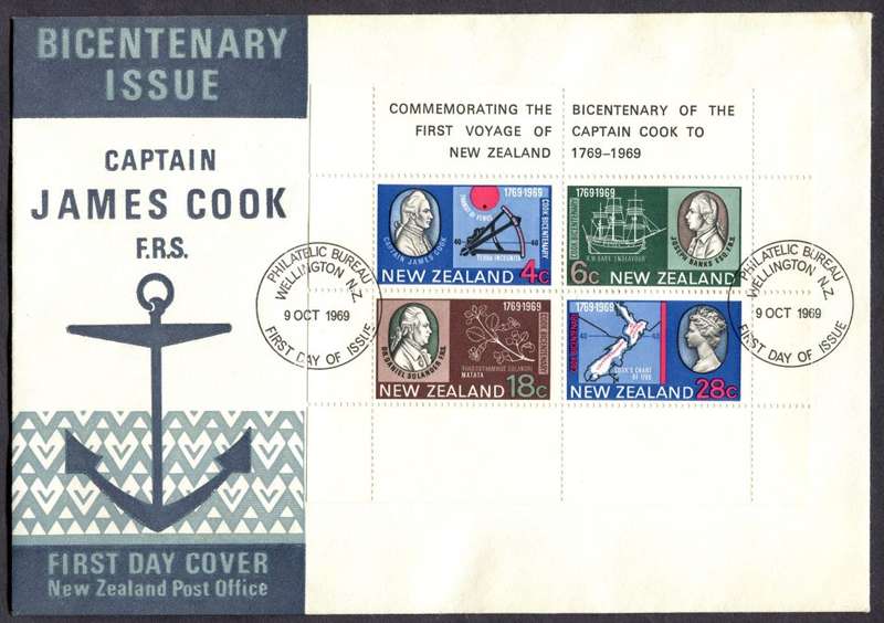 New Zealand - Bicentenary of Captain James Cook - Miniature Sheet FDC - 1969