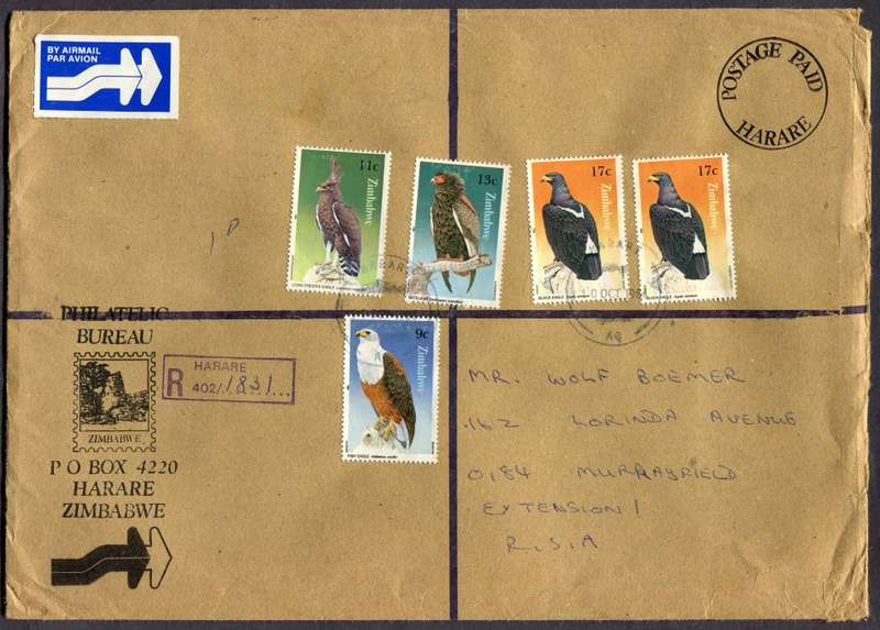 Zimbabwe - Registered Cover (25 x 18cm) With Customs Contents Label