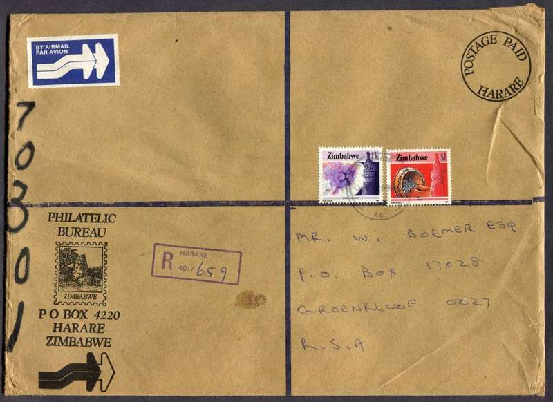 Zimbabwe - Registered Cover (25 x 18cm) With Customs Contents Label