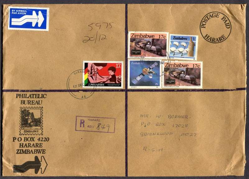 Zimbabwe - Registered Cover (25 x 18cm) With Customs Contents Label