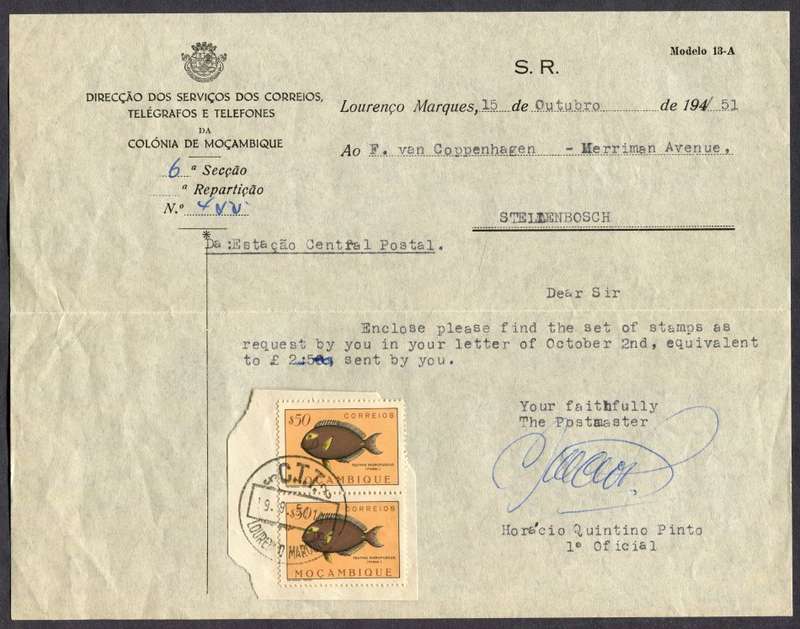 Mozambique - Letter Signed By the Postmaster