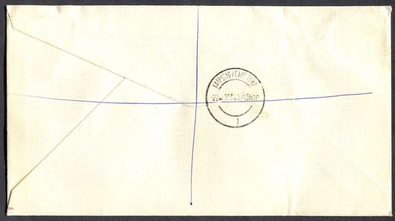 RSA - Cover Registered At Cape Town Post Office