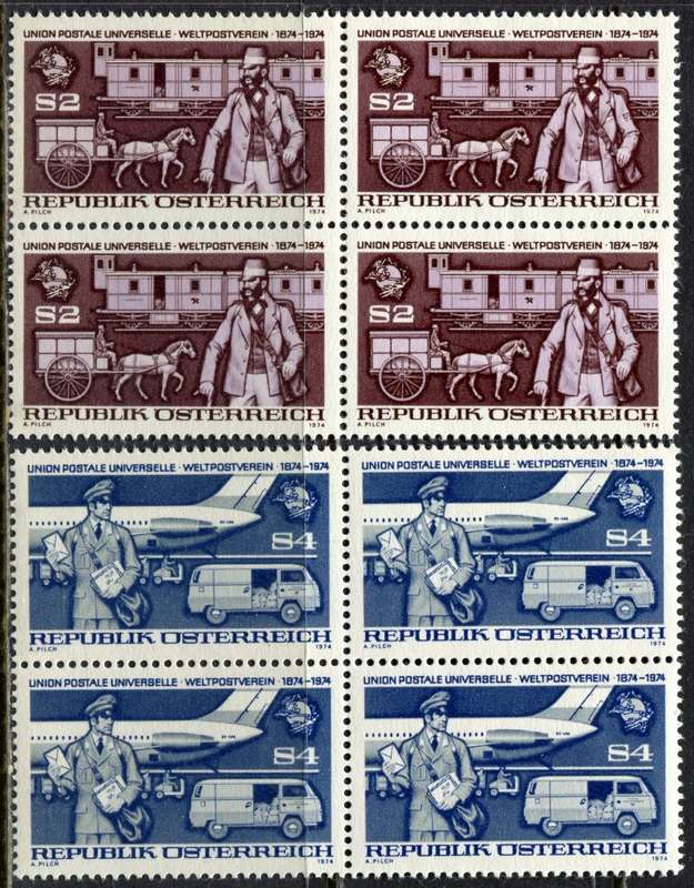 Austria - Set of 2 Blocks of 4 - 1974 - MNH
