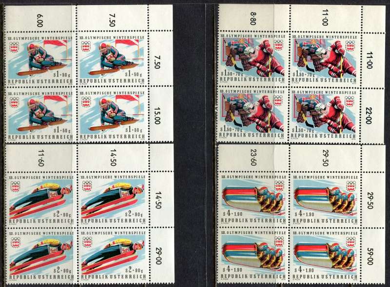 Austria - Sport - Set of 4 Blocks of 4 - 1975 - MNH