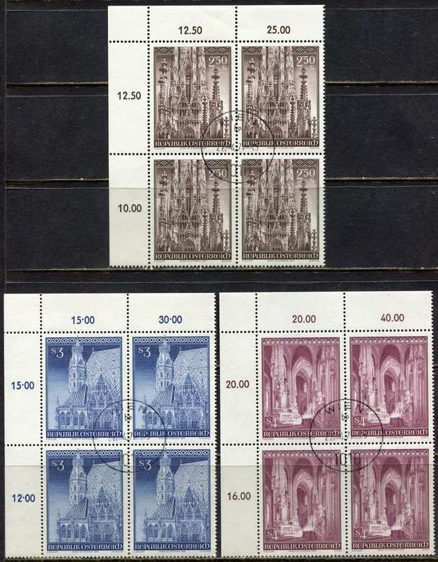 Austria - Set of 3 Blocks of 4 - 1977 - Used(CTO)