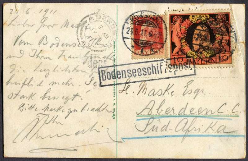 Bavaria - Paquebot - Posted At Sea - Post Card