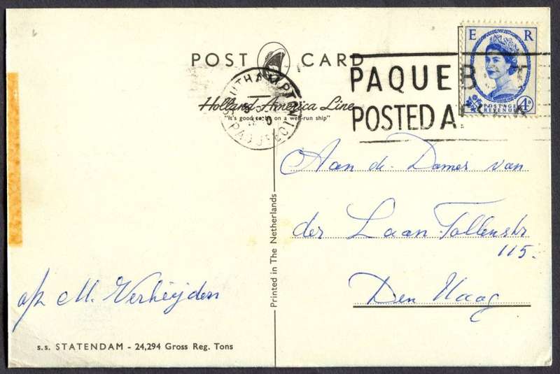 Great Britain - Paquebot - Posted At Sea - Post Card