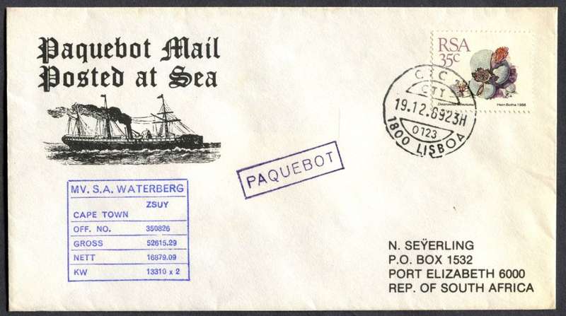 RSA - Paquebot - Posted At Sea - Cover
