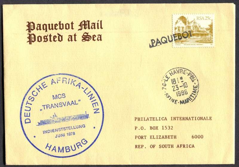 RSA - Paquebot - Posted At Sea - Cover
