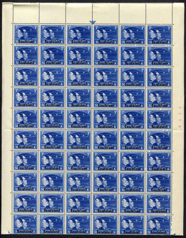 Basutoland - Top and Bottom Half Sheets of 60 - 1945 - MNH