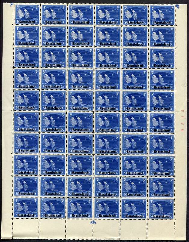 Basutoland - Top and Bottom Half Sheets of 60 - 1945 - MNH