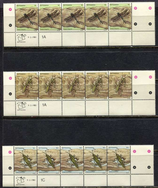 Botswana - Set of 6 Strips of 5 - 1981 - MNH