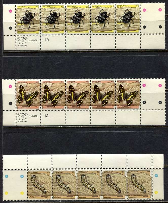 Botswana - Set of 6 Strips of 5 - 1981 - MNH