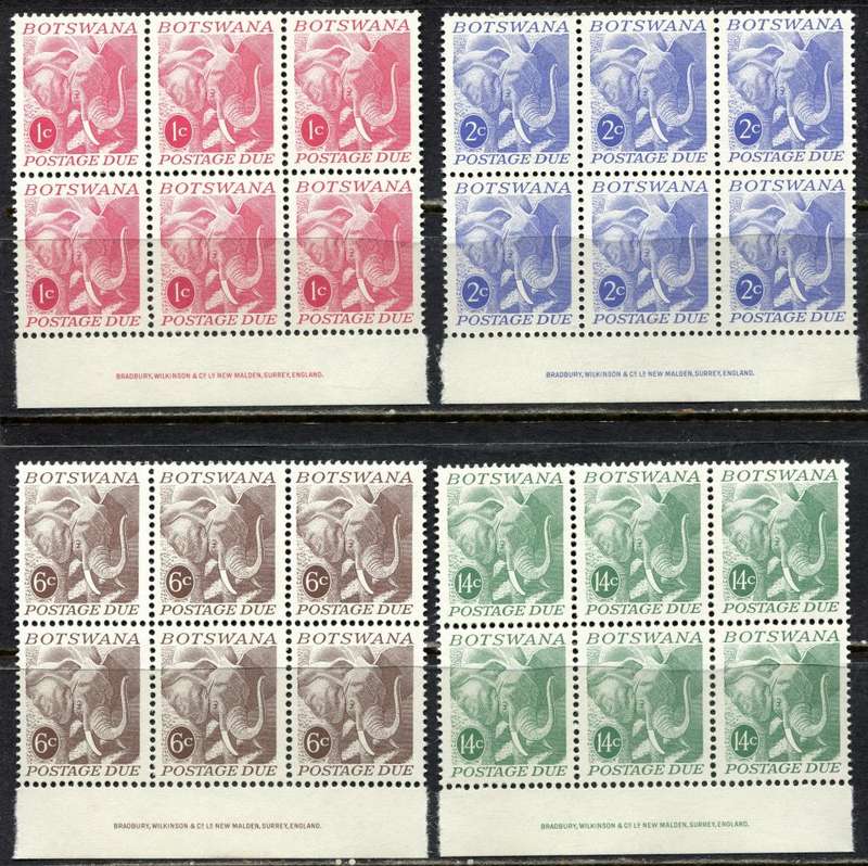 Botswana - Set of 4 Inscription Blocks of 6 - 1971 - MNH
