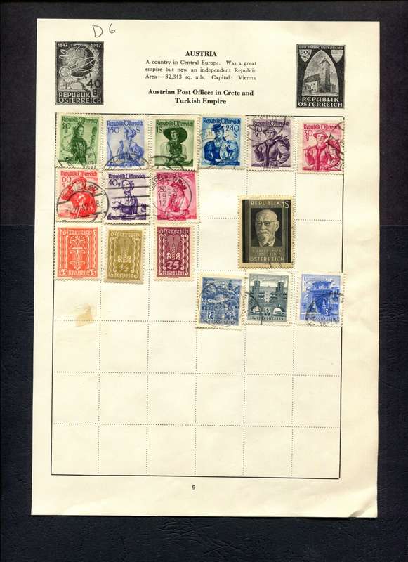 Austria - 16 Stamps Mounted (Hinged) on Old Album Page