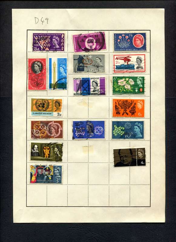 Great Britain - 17 Stamps Mounted (Hinged) on Old Album Page