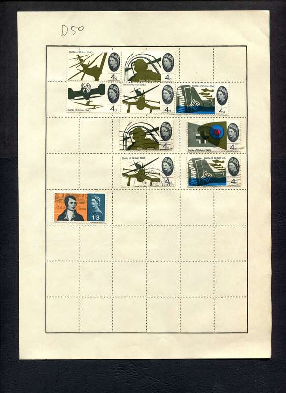 Great Britain - 10 Stamps Mounted (Hinged) on Old Album Page