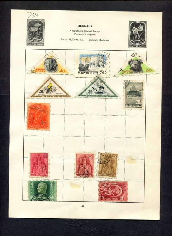 Hungary - 12 Stamps Mounted (Hinged) on Old Album Page