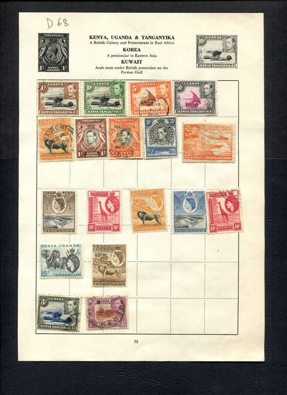 KUT - 18 Stamps Mounted (Hinged) on Old Album Page