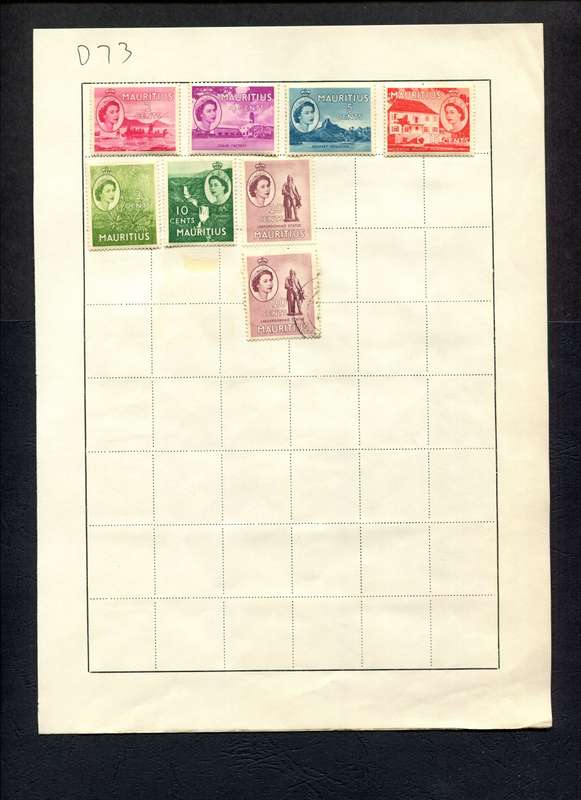 Mauritius - 8 Stamps Mounted (Hinged) on Old Album Page