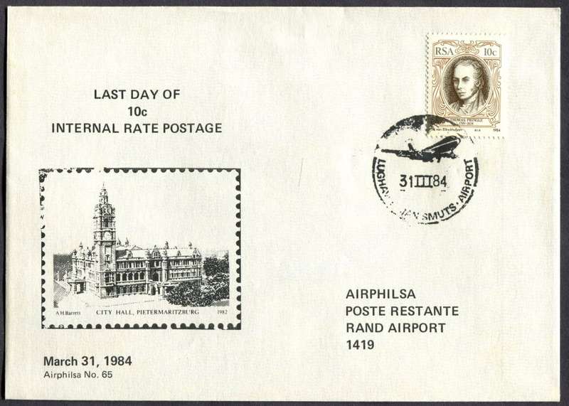 RSA - Change In Postal Rates - Cover