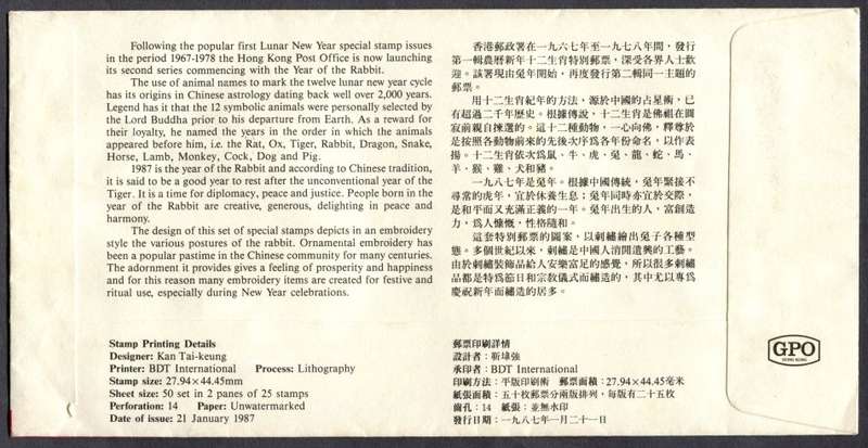 Hong Kong - FDC - 1987