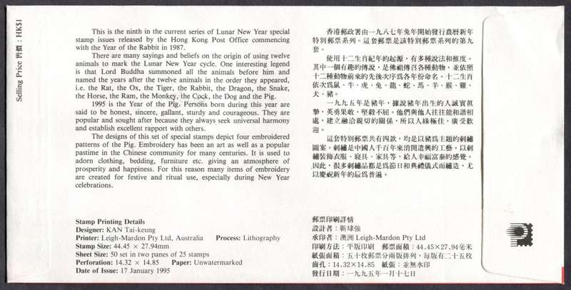 Hong Kong - Miniature Sheet - FDC - 1995