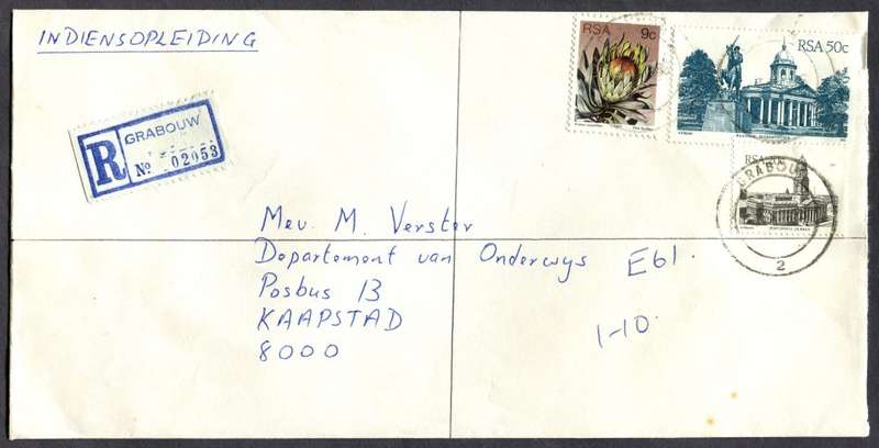 RSA - Cover Registered At Grabouw Post Office