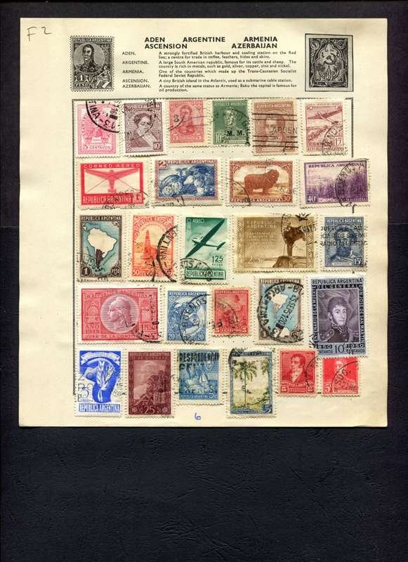 Argentina - 26 Stamps Mounted (Hinged) On Old Album Page