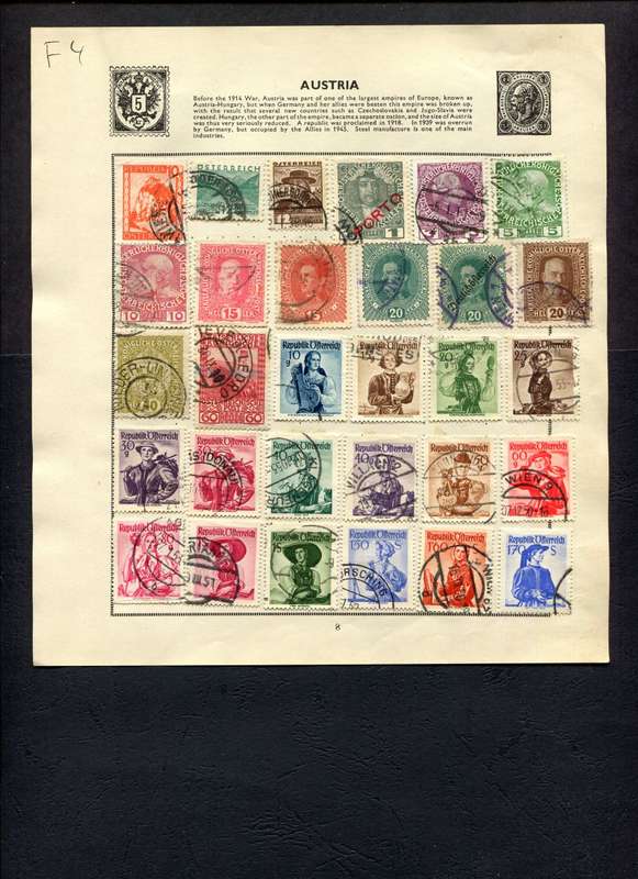 Austria - 30 Stamps Mounted (Hinged) On Old Album Page